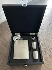 6oz Stainless Steel Captive Top Flask and Cup Set in a Presentation Box (flc12)