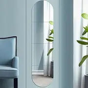 4 Pcs Full Length Acrylic Mirror Set for Wall DIY Freely Tile Sticky Mirrors Self-Adhesive Acrylic Mirror Sheets Flexible Removable Mirror Wall Sheet for Bedroom Living Room Decor 12x12in