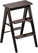 Folding Step Stool Step Ladder 3 Tier,Multi-Functional Folding Solid Wood Ladder Stool for Adults,Step Stool Household Step Ladder Stool for Office