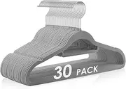 DUDUCOFU Velvet Hangers Non Slip Felt Hangers, 30 Pack Grey Velvet Hangers Clothes Hangers Space Saving Slim Hangers with 360 Degree Swivel Hook for Suits Coats, Jackets, Pants, and Dress Clothes