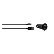 3sixT xDual USB Car Charger 3.4A Micro USB Connector Adapter Dual Port Black