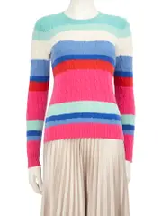 Striped Cashmere Cable Knit Jumper