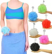 Star NEVER UNRAVEL Bath Sponge 6 Counts | 60g Heavy Mesh Pouf with Suction Cup | Big Shower Sponge and Loofahs | Long Lasting Bathing Exfoliator and Body Scrubbers (60g x 6 Pieces, 6 Colors)