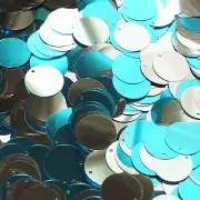 20mm Sequins Top Hole Turquoise Silver Shiny Metallic Reversible Made in USA