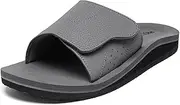 [proutdor] Men's Wide Slide Ergonomic Sandals Fully Adjustable Strap & Comfort Fit Orthotic Arch Support Athletic Sandals with Soft Cushion Footbed, Cloud Gray, 14