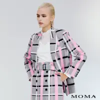 在飛比找momo購物網優惠-【MOMA】翻糖粉撞色格紋西裝外套(灰色)