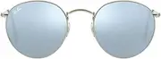[Ray-Ban] RB3447 Round Metal Sunglasses, Matte Silver/Light Green Mirrored Silver, 50 mm