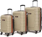 [uppercase] Arbor Trolley Bag Set of 3 (S+M+L)| Cabin & Check-in Hardsided Trolley Bag| Secure Combination Lock| Scratch Resistant| Mesh ConviPack| Suitcase for Men & Women| 2000 Days Warranty, Beige,