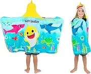 Franco Baby Shark Bath/Pool/Beach Soft Cotton Terry Hooded Towel Wrap, 24 in x 50 in, by Kids