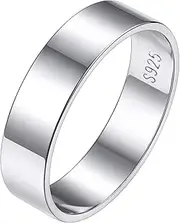 [Silvora] Plain Silver Rings for Women Men Engraved 3MM 5MM Engagement Wedding Band Ring Sterling Silver Glossy Thin Stackable Bands Size 4-12(Gift Box Send)