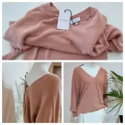 BNWT WITCHERY JUMPER, L Pink Wool knit pullover, women's Large 12-14 $119