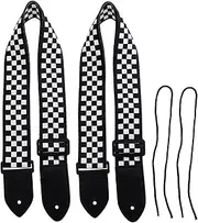 CORHAD 2Pcs Lattice Cotton Guitar Strap Comfortable Guitar Accessory for Electric and Acoustic Instruments Durable Breathable and Moisture Absorbing Design