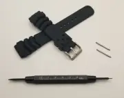 SEIKO Z22 22MM DIVER STRAP BLACK 4FY8JZ W/TOOL AND SPRING BARS SKX007 SKX009