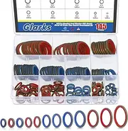 Glarks 145Pcs Sealing Gasket Kit NBR Metric Metal Oil Drain Plug Gasket Assortment Kit Bonded Seal Washer Combination Oil Sealing O-Ring Fit 12 Sizes M6 M8 M10 M12 M14 M16 M18 M20 M22 M24 M27 M30