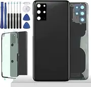 YHX-OU 6.7 Inch Black Battery Cover for Samsung Galaxy S20 Plus SM-G985 SM-G985F for Samsung Galaxy S20+ Back Glass Back Cover Replacement Repair + Tools