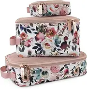 Itzy Ritzy Packing Cubes – Set of 3 Packing Cubes or Travel Organizers; Each Cube Features a Mesh Top, Double Zippers and a Fabric Handle; Blush
