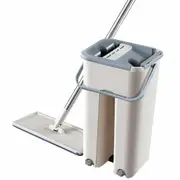Microfiber Flat Mop and Bucket Floor Cleaner Set Wet Dry with 2 Pads