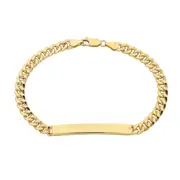 9kt Yellow Gold Silver Infused Curb ID Bracelet