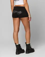 [ED HARDY] Ed Hardy Women's Rhinestone Shorts Black - Size L L Black