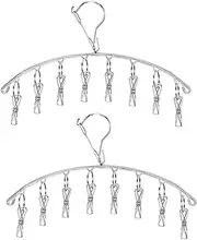 PELLUM Clothes Drying Rack, Stainless Steel Drying Hanger, Sock Drying Rack, Baby Hangers, Swivel Hook Wind-Proof Clothes Hangers for Drying Towels, Drying Socks, Bras, Underwear, Diapers (2 Piece)