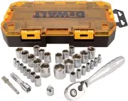 DEWALT Socket Set, 1/4-Inch & 3/8-Inch Drive, Sae/Metric, 34-Piece (DWMT73804)