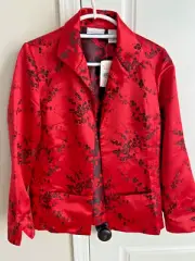 Draper's & Damon's Red Cherry Blossoms Pattern Women's Medium Jacket (NWT)