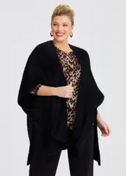 [Taking Shape] Taking Shape Fuzzy Cape in Black - Women's Accessories Black