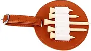 BRIGHTFUFU Golf Ball Tee Holder Short Unbreakable Tees Golf Tee Pouch Lightweight Carrying Bag 5-Piece Brown Leather Tee Storage