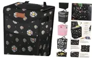 Car Trash Can with Lid, Cute Leakproof Car Trash Garbage 2 Gallons Black Flower
