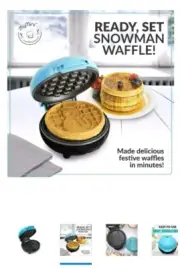 Snowman Nostalgia My Mini Waffle Maker 5" Cooking Surface, Brand New Blue Frosty