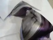Robert Graham Silk Tie Necktie Purple Gray Stripe