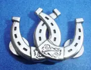 Western Equestrian Cowboy Double Horseshoes Polished Silver Concho's 6