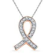 Natural Diamond Accent Awareness Ribbon Pendant in 10K Rose Gold