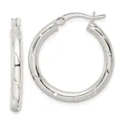 Sterling Silver Polished Diamond-Cut Circle Hoop Earrings