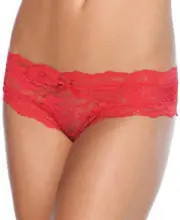 Coquette Lace Crotchless Open Crotch Panty Panties Red - Plus Size / XL