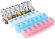 4 Pack Weekly Pill Organizer, 7 Days Pill Case Travel Daily Pill Box Portable Medicine Organizer and Planner with Compartment for Vitamins, Cod Liver Oil, Supplements and Medication