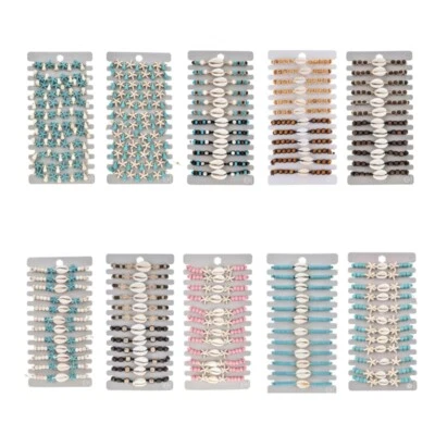 12pcs Vintage Stone Beads Shell Charm Bracelets Set For Women Men Handmade