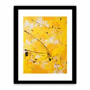Framed Art Yellow Color Drips Framed print Art Poster