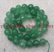 8/10/12mm Faceted Green Jade Gemston Round Loose Beads 15'' AAA