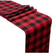 Christmas Buffalo Check Fabric Table Runner Red and Black 13 x 72 Inch