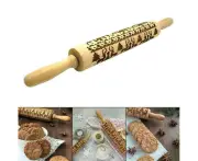 3D Wooden Rolling Pin, Rolling Pin With Botiv,Rolling Pin Pattern Embossing Roller,Christmas Embossed Rolling Pin, Embossed Rolling Pin Christmas,Christmas