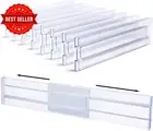 8 Pack Adjustable Clear Plastic Drawer Dividers Expandable Kitchen Office Storag