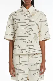 MM by Max Mara Jenni Print Shirt in Sand at Nordstrom, Size 2