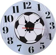 Happyyami Football Wall Clock Silent Sports Decorative Clock for Bedroom/Living Room/Apartment