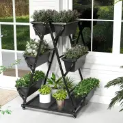Costway3-Tier Vertical Raised Garden Bed with 4 Wheels for Patio, Balcony, Yard