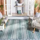 SAFAVIEH Outdoor CY8736-37212 Courtyard Light Grey / Teal Rug
