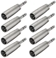 8 Pcs 3-Pin XLR Male to 1/4" 6.35mm Stereo Male Mic Audio Adapter Converter