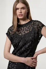 Polka Dot Devore Bias Cut Maxi Dress