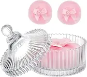3 Pcs Body Powder Puff and Container Powder Puff Crystal Container Powder Container with Puff Body Puff Jar for Baby Women's Loose Dusting Powder