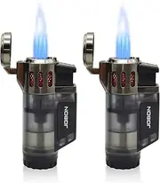 JOBON Triple Jet Flame Torch Lighter, Butane Refillable Gas Lighters with a Gift Box, 2 Pack (Butane Not Included) (Black Nickel)